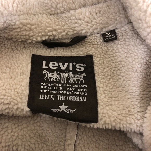Mens XL Levis Vintage Suede Fur Coat Dark Brown